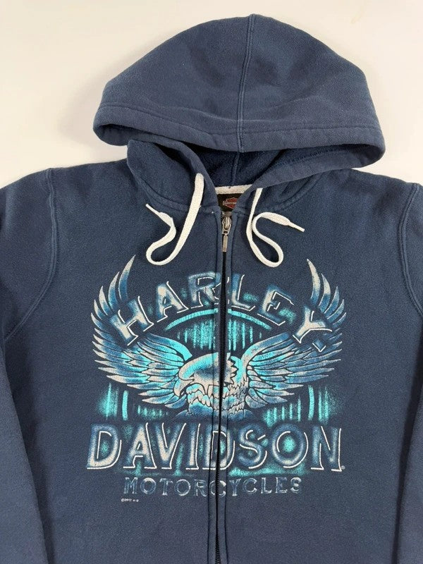 Vintage Harley Davidson Zipped Hoodie – Navy, size M – photo 4