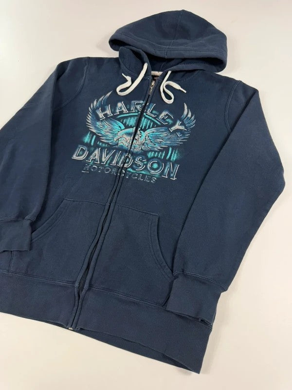 Vintage Harley Davidson Zipped Hoodie – Navy, size M – photo 3