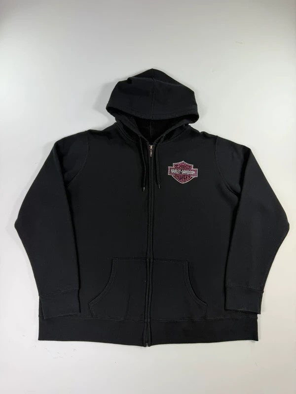 Vintage Harley Davidson Zipped Hoodie – Black, size XL – photo 1