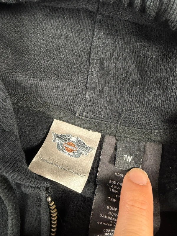 Vintage Harley Davidson Zipped Hoodie – Black, size L – photo 5