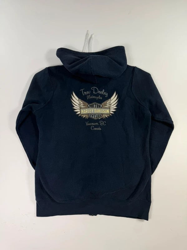 Vintage Harley Davidson Zipped Hoodie – Navy, size M – photo 2