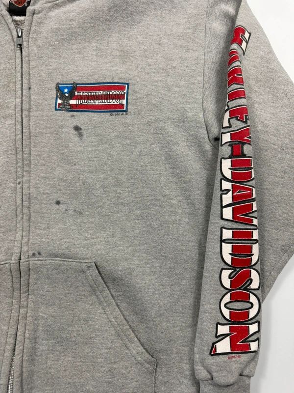Vintage Harley Davidson Zipped Hoodie 1998 – Grey, size M – photo 4