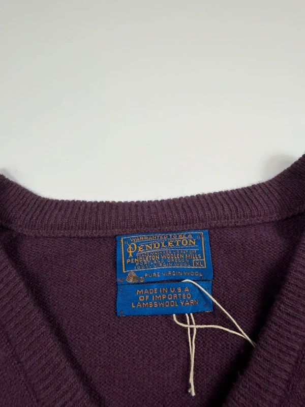Vintage Pendleton V-Neck Sweater – Purple, size XL – photo 5