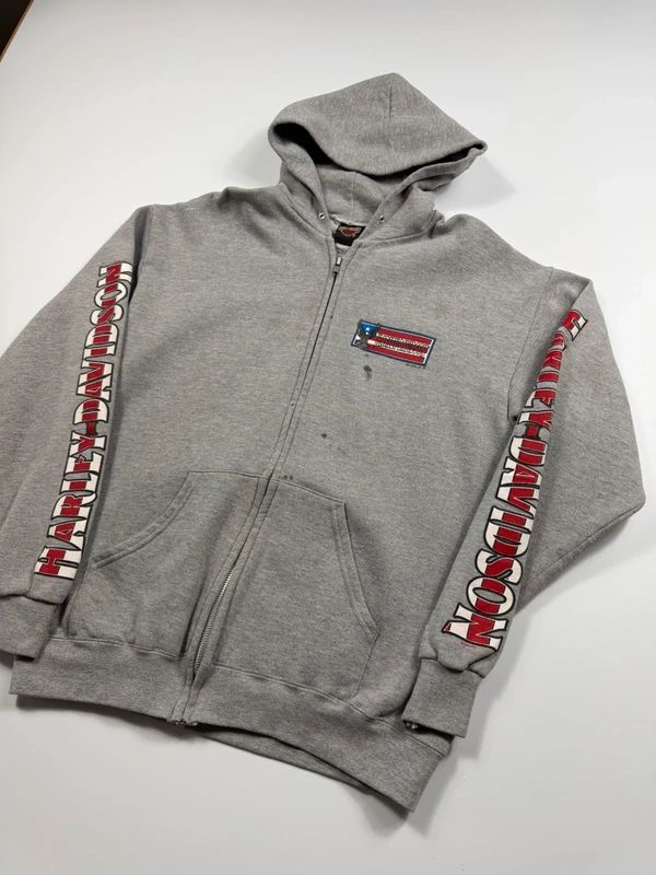 Vintage Harley Davidson Zipped Hoodie 1998 – Grey, size M – photo 3
